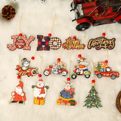 Creative painted letter pattern Christmas supplies for the elderly, snowman car pendant, and Christmas tree decoration accessories.