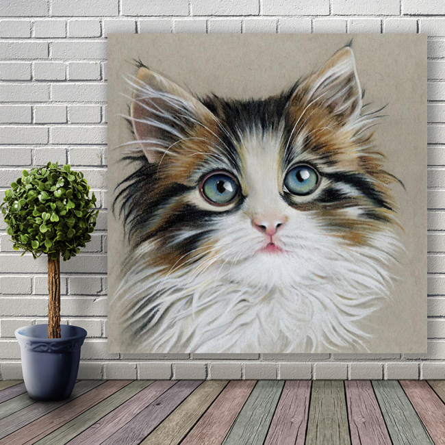 Half hand drawn cat and dog pattern decorative oil painting