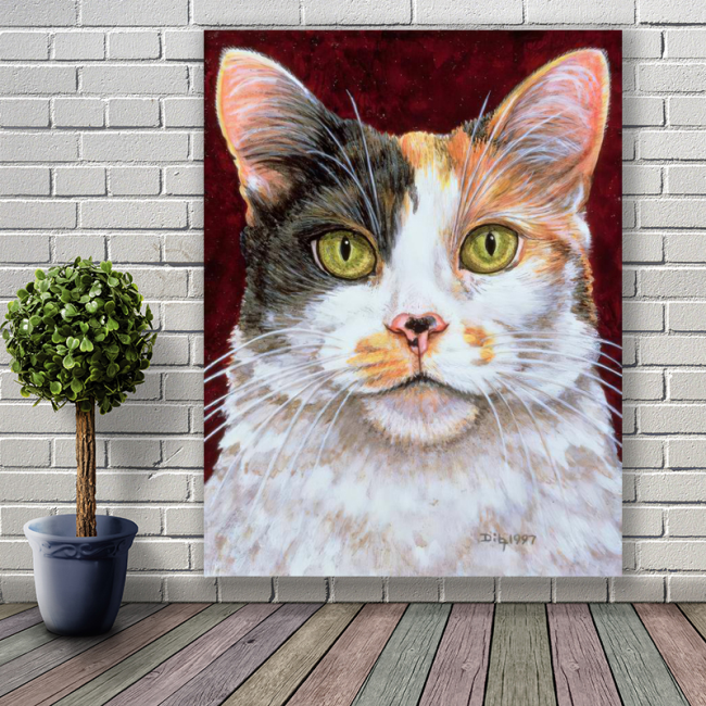 Half hand drawn cat and dog pattern decorative oil painting