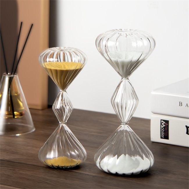 Striped glass hourglass timer