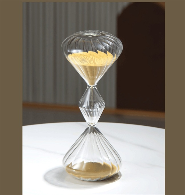 Striped glass hourglass timer