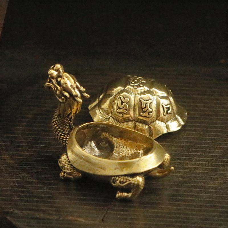 Brass material Zen dragon turtle shaped ornament