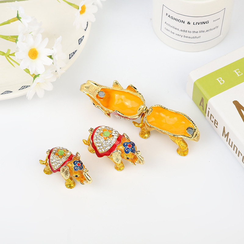 Golden elephant shaped ornament box