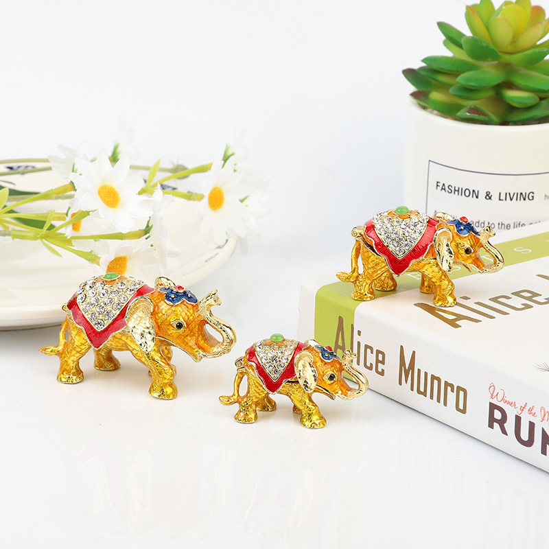 Golden elephant shaped ornament box