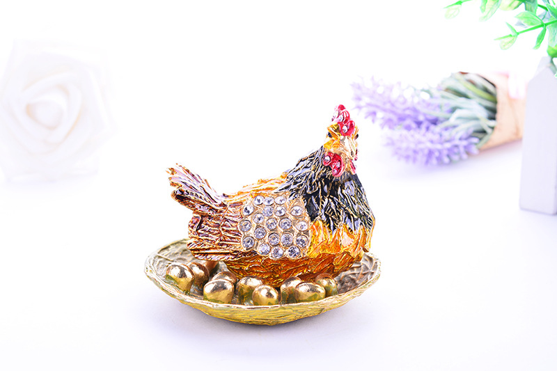 Mother hen egg shaped jewelry box