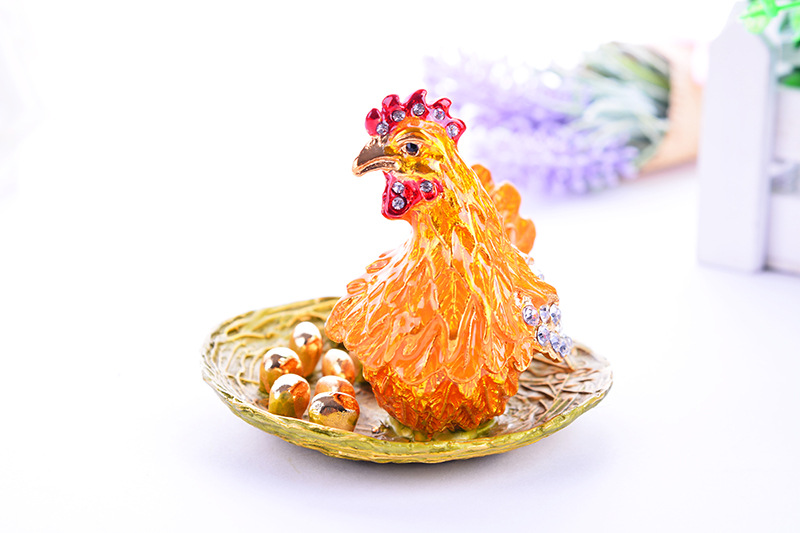 Mother hen egg shaped jewelry box