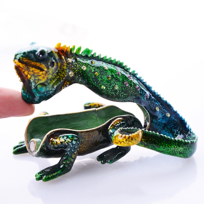 Lizard shaped alloy ornament box