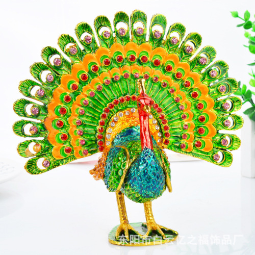 Peacock Opening Screen Enamel Craft Ornament