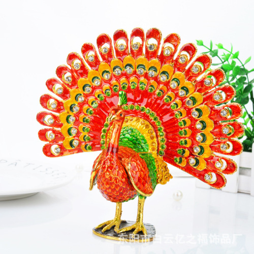 Peacock Opening Screen Enamel Craft Ornament