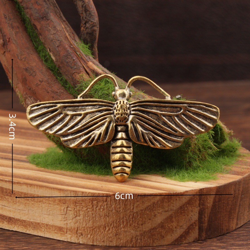 Brass material moth shaped ornament