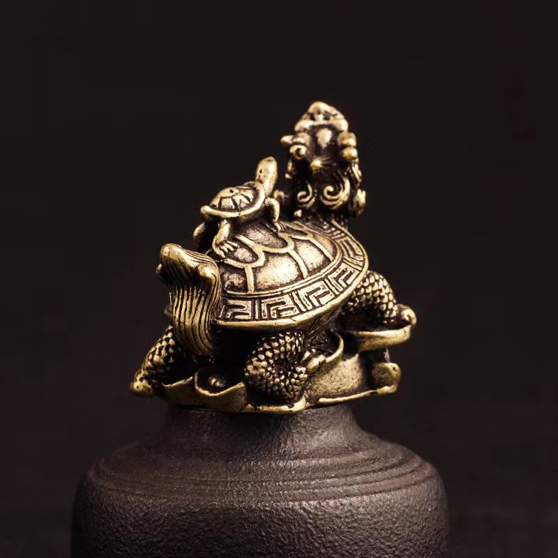 Brass material mother son turtle shaped ornament