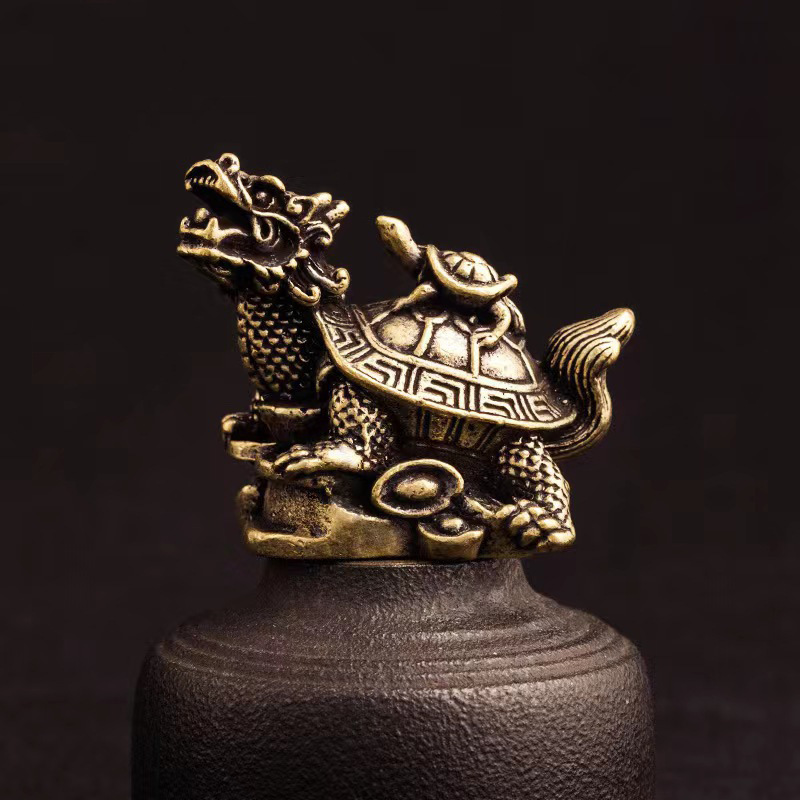 Brass material mother son turtle shaped ornament