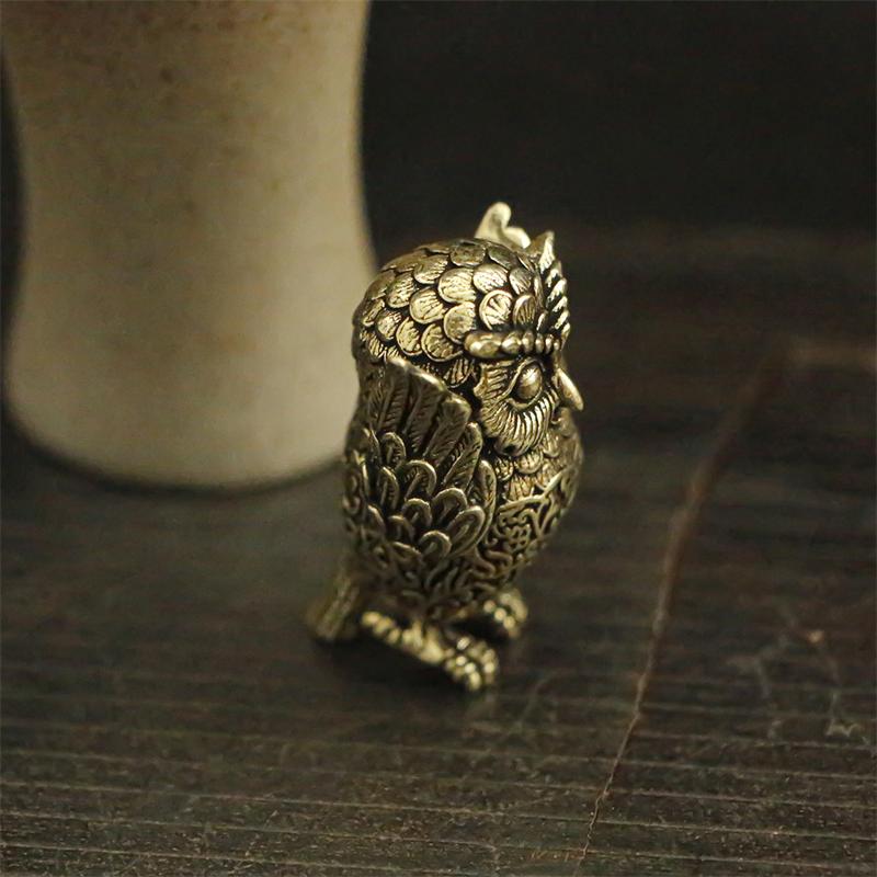 Brass material owl shaped ornament